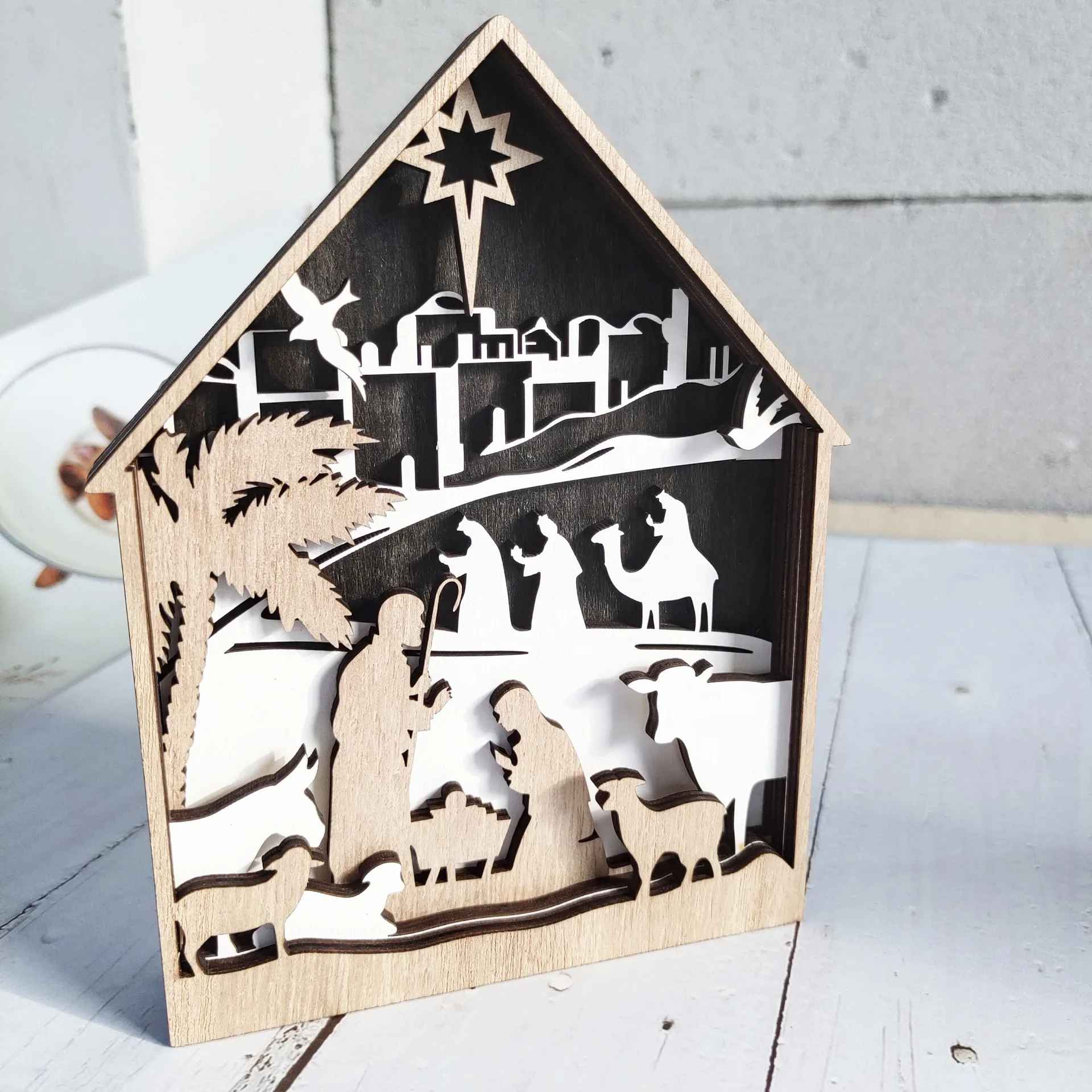 Wooden Christmas Ornaments, Wood Crafts, Christmas Decorations, Creative Jesus Christ, Nativity Ornament, Home Table Decoration, Ideas For Christmas DCLAF25